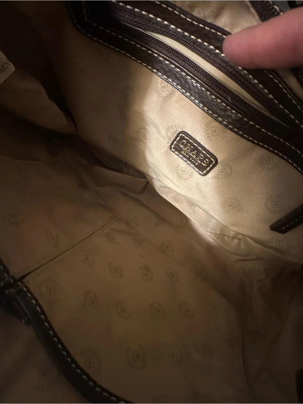 Chaps Brown & Beige Houndstooth Hobo with Gold Lock